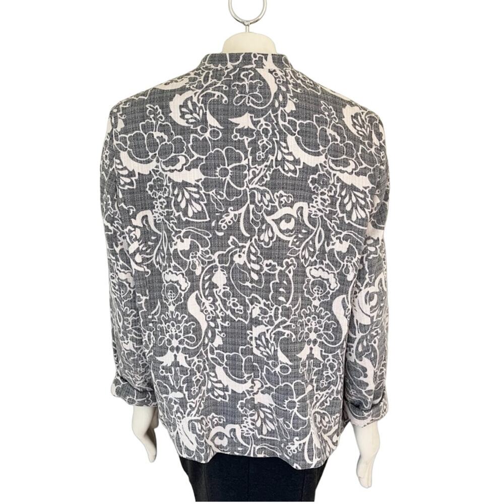 KAREN SCOTT Long Sleeve Floral Blazer Jacket in Blue & White  SZ 2X - Picture 6 of 9